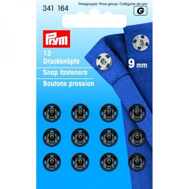 Hovedbilde Trykknapper 9 mm -Svart