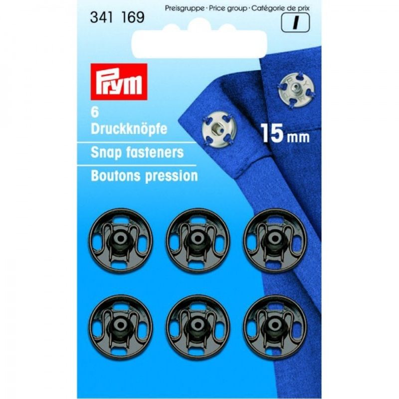 Trykknapper 15 mm -Svart