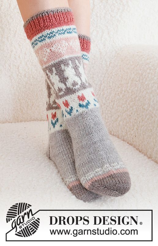 Påskesokker Dancing Bunny Socks beige/rosa