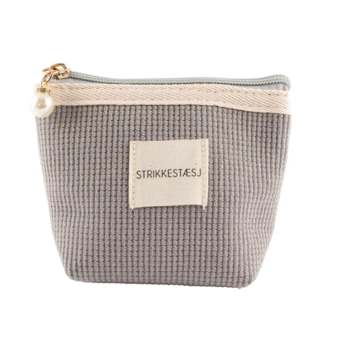  Strikkeveske Grå 13x10cm